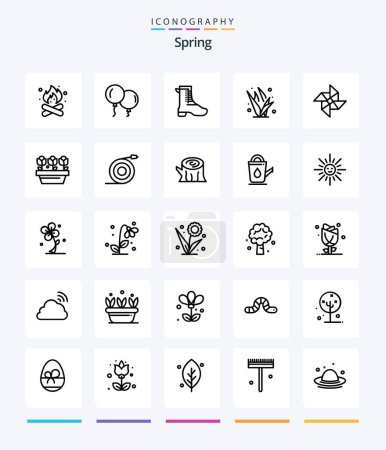 Illustration for Creative Spring 25 OutLine icon pack  Such As wind. spring. activity. green. grass - Royalty Free Image