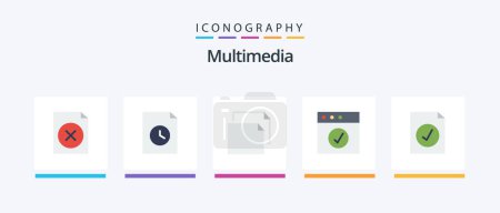 Ilustración de Multimedia Flat 5 Icon Pack Including . landscape. selected. complete. Creative Icons Design - Imagen libre de derechos