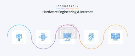 Illustration for Hardware Engineering And Internet Blue 5 Icon Pack Including internet. connectivity. processor. smart. monitor - Royalty Free Image