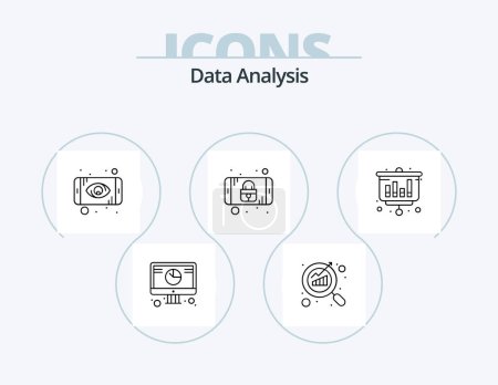 Téléchargez les illustrations : Data Analysis Line Icon Pack 5 Icon Design. business. user. graph. focus. database - en licence libre de droit