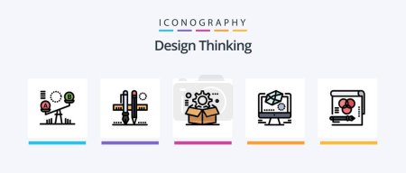 Téléchargez les illustrations : Design Thinking Line Filled 5 Icon Pack Including tool. compass. computer. configuration. gear. Creative Icons Design - en licence libre de droit