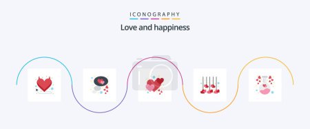 Illustration for Love Flat 5 Icon Pack Including heart. chemical. love. wedding. heart - Royalty Free Image