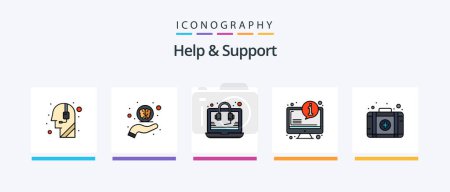 Illustration for Help And Support Line Filled 5 Icon Pack Including support. help. money. call centre. call. Creative Icons Design - Royalty Free Image
