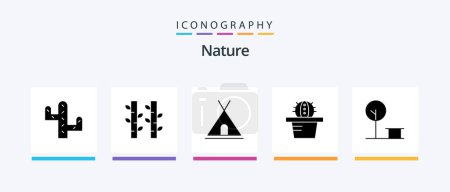 Illustration for Nature Glyph 5 Icon Pack Including . place. tent. park. city. Creative Icons Design - Royalty Free Image