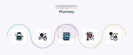 Illustration for Pharmacy Line Filled Flat 5 Icon Pack Including online. medicine. scoop. health. medical book - Royalty Free Image