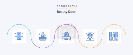 Téléchargez les illustrations : Beauty Salon Blue 5 Icon Pack Including salon. hand. salon. beauty. dresser - en licence libre de droit
