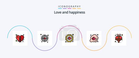 Illustration for Love Line Filled Flat 5 Icon Pack Including love. love. heart. heart. easter - Royalty Free Image
