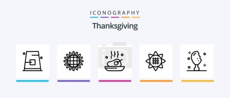 Téléchargez les illustrations : Thanksgiving Line 5 Icon Pack Including grain. autumn. leaf. thanksgiving. holiday. Creative Icons Design - en licence libre de droit
