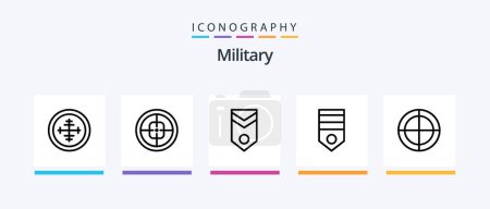 Illustration for Military Line 5 Icon Pack Including army. military. badge. crosshair. tag. Creative Icons Design - Royalty Free Image