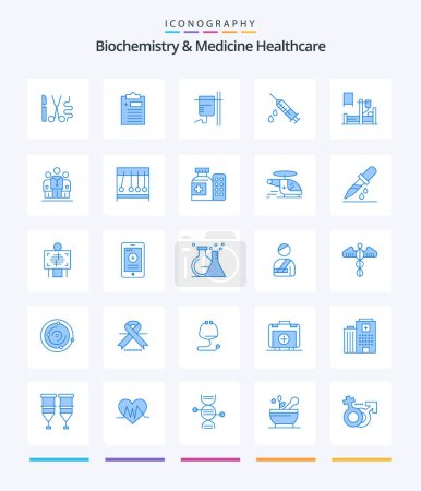 Téléchargez les illustrations : Creative Biochemistry And Medicine Healthcare 25 Blue icon pack  Such As drip . drug. healthcare. medical. dope - en licence libre de droit