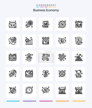 Téléchargez les illustrations : Creative Economy 25 OutLine icon pack  Such As work. gear. economy. dollar. graph - en licence libre de droit