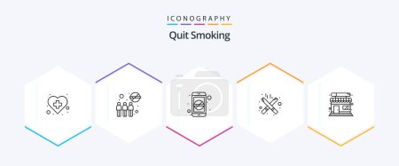 Illustration for Quit Smoking 25 Line icon pack including shop. smoking. cigarette. cigarette. quit smoking - Royalty Free Image