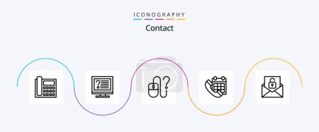 Téléchargez les illustrations : Contact Line 5 Icon Pack Including envelope. communication. info. phone. call - en licence libre de droit