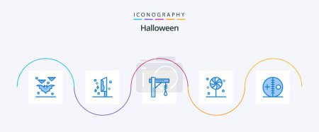 Illustration for Halloween Blue 5 Icon Pack Including sweet. candy. murder. candies. halloween - Royalty Free Image