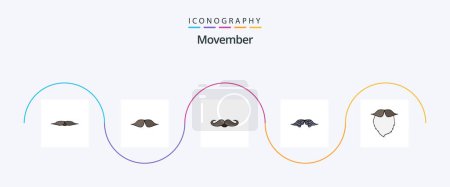 Illustration for Movember Line Filled Flat 5 Icon Pack Including . beared. - Royalty Free Image