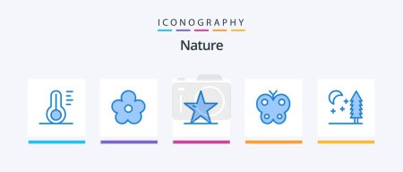 Ilustración de Nature Blue 5 Icon Pack Including nature. easter. ecology. butterfly. star. Creative Icons Design - Imagen libre de derechos
