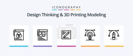 Ilustración de Design Thinking And D Printing Modeling Line 5 Icon Pack Including education. fount. user. poster. file. Creative Icons Design - Imagen libre de derechos