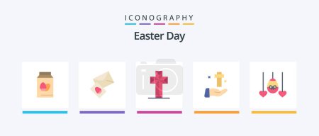 Illustration for Easter Flat 5 Icon Pack Including egg. cross. celebration. christian. hand. Creative Icons Design - Royalty Free Image