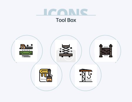 Téléchargez les illustrations : Tools Line Filled Icon Pack 5 Icon Design. tools. manometer. construction. self tapping. screw - en licence libre de droit