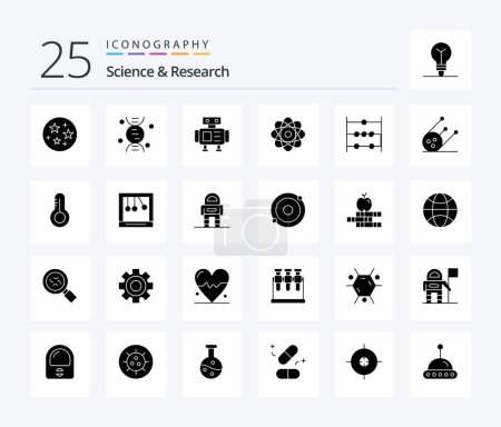 Téléchargez les illustrations : Science 25 Solid Glyph icon pack including space. science. toy. science. abacus - en licence libre de droit