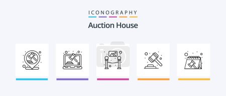 Illustration for Auction Line 5 Icon Pack Including court hammer. blog. search. article. auction. Creative Icons Design - Royalty Free Image