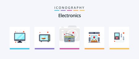Illustration for Electronics Flat 5 Icon Pack Including . meter. radio. electronics. theater. Creative Icons Design - Royalty Free Image