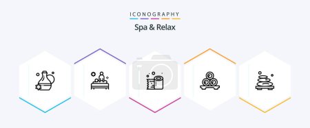 Illustration for Spa And Relax 25 Line icon pack including relax . massage . tissue roll. paper roll - Royalty Free Image