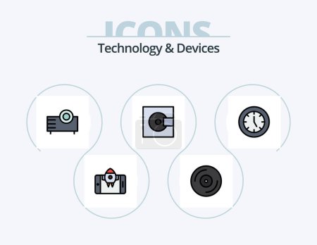 Ilustración de Devices Line Filled Icon Pack 5 Icon Design. products. devices. equipment. technology. gameboy - Imagen libre de derechos