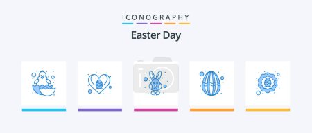 Illustration for Easter Blue 5 Icon Pack Including wreath. decoration. animal. holiday. easter. Creative Icons Design - Royalty Free Image