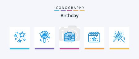 Téléchargez les illustrations : Birthday Blue 5 Icon Pack Including . bengal fire. party. bengal. date. Creative Icons Design - en licence libre de droit