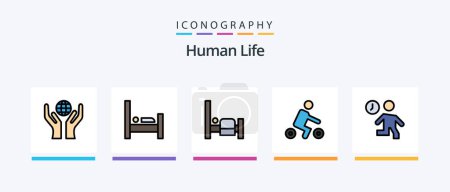 Illustration for Human Line Filled 5 Icon Pack Including mom. family. wheelchair. child. hands. Creative Icons Design - Royalty Free Image