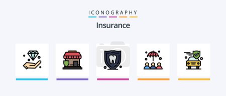 Illustration for Insurance Line Filled 5 Icon Pack Including . protection. life. insurance. security. Creative Icons Design - Royalty Free Image