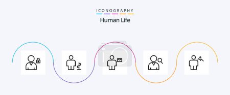Illustration for Human Line 5 Icon Pack Including body. user. avatar. search. letter - Royalty Free Image