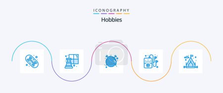 Ilustración de Hobbies Blue 5 Icon Pack Including . hobby. fashion. hobbies. music - Imagen libre de derechos