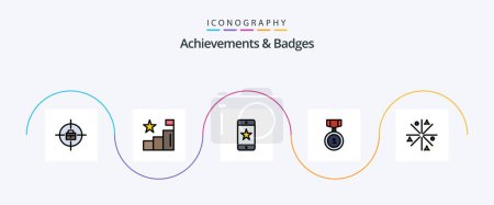 Illustration for Achievements and Badges Line Filled Flat 5 Icon Pack Including stars. achievement. award. position. badges - Royalty Free Image