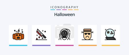 Illustration for Halloween Line Filled 5 Icon Pack Including night. halloween. knowledge. scary eye. halloween eyeball. Creative Icons Design - Royalty Free Image