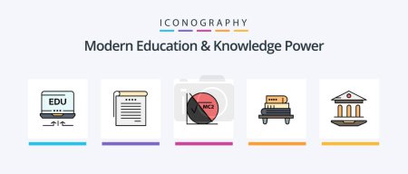 Téléchargez les illustrations : Modern Education And Knowledge Power Line Filled 5 Icon Pack Including course. tools. growth . education. learining. Creative Icons Design - en licence libre de droit