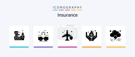 Ilustración de Insurance Glyph 5 Icon Pack Including thunderstorm. insurance. insurance. cloud. money. Creative Icons Design - Imagen libre de derechos