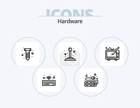 Téléchargez les illustrations : Hardware Line Icon Pack 5 Icon Design. . . wireless. television. hd - en licence libre de droit