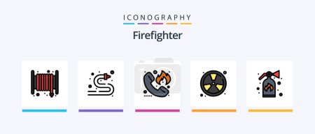 Illustration for Firefighter Line Filled 5 Icon Pack Including fire hose. cane. fireman. barrel. interior. Creative Icons Design - Royalty Free Image