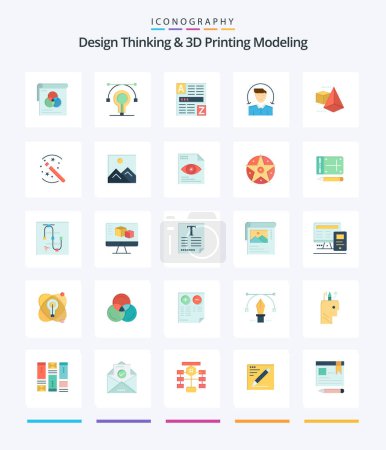 Ilustración de Creative Design Thinking And D Printing Modeling 25 Flat icon pack  Such As box. services. browser. client. user - Imagen libre de derechos