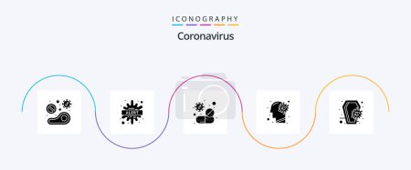 Téléchargez les illustrations : Coronavirus Glyph 5 Icon Pack Including illness. cold. disease. virus. tablet - en licence libre de droit