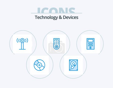 Illustration for Devices Blue Icon Pack 5 Icon Design. . pc. signal. cpu. tv - Royalty Free Image