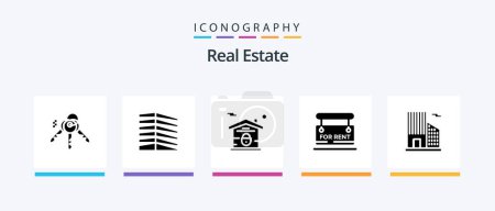 Ilustración de Real Estate Glyph 5 Icon Pack Including sign . real . real estate. house. Creative Icons Design - Imagen libre de derechos