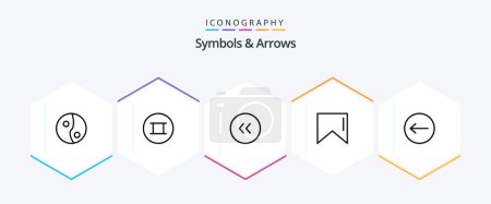 Illustration for Symbols and Arrows 25 Line icon pack including . left. . left - Royalty Free Image