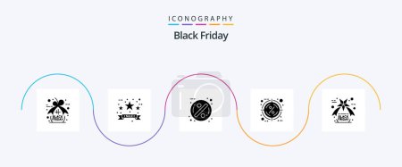 Téléchargez les illustrations : Black Friday Glyph 5 Icon Pack Including friday. target. badge. percentage. hot - en licence libre de droit