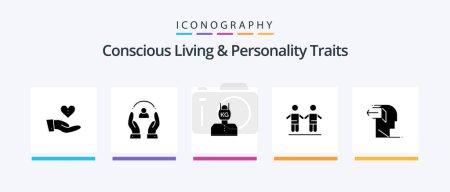 Ilustración de Concious Living And Personality Traits Glyph 5 Icon Pack Including friendship. best. people. weight. problem. Creative Icons Design - Imagen libre de derechos