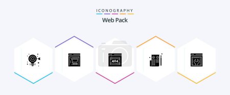 Illustration for Web Pack 25 Glyph icon pack including web maintenance. web configuration. http error. web advancement. page - Royalty Free Image