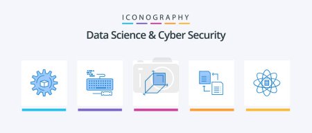 Illustration for Data Science And Cyber Security Blue 5 Icon Pack Including scince. scince. 3d. share. data. Creative Icons Design - Royalty Free Image