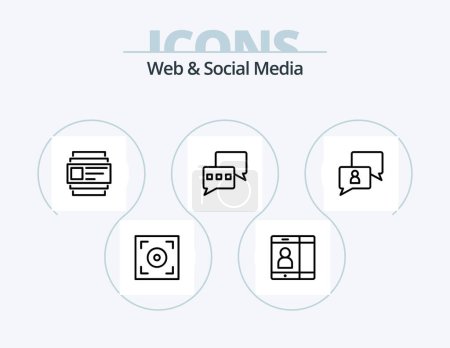 Téléchargez les illustrations : Web And Social Media Line Icon Pack 5 Icon Design. star. rank. happy. chat. music - en licence libre de droit
